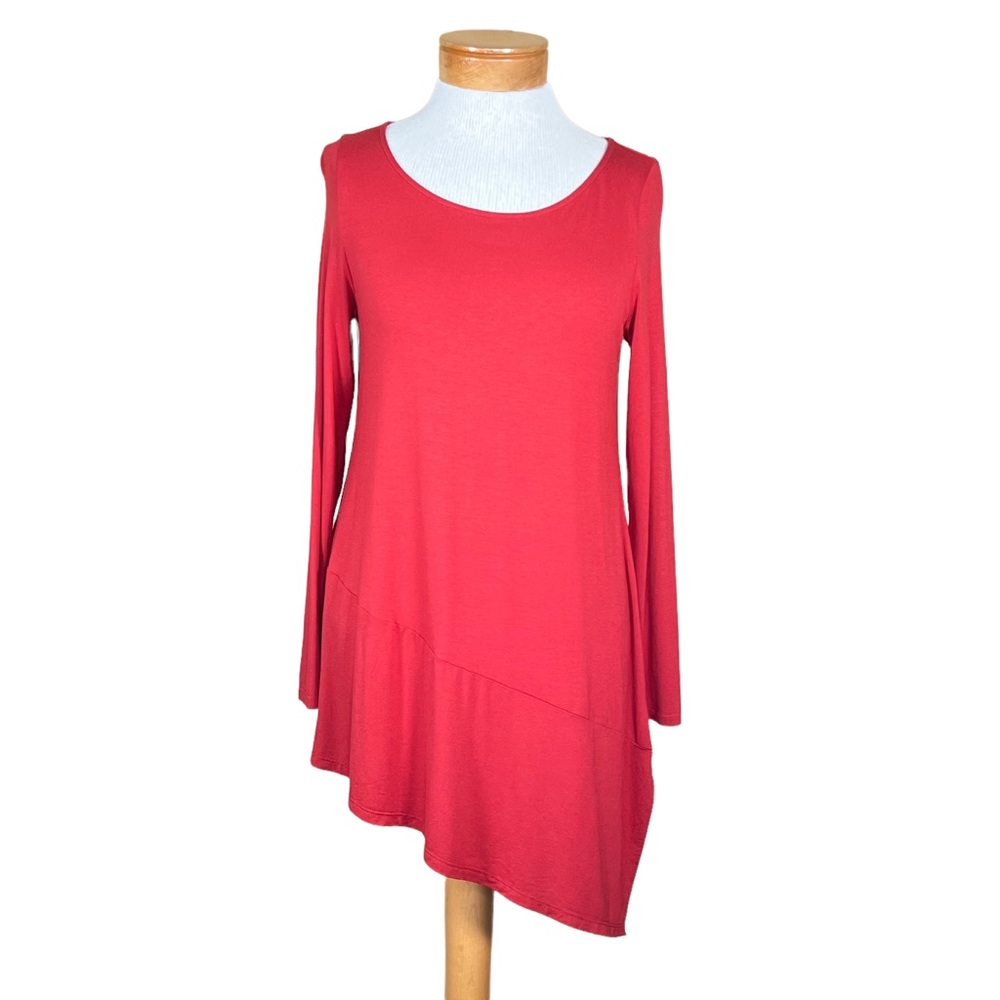 Eileen Fisher Asymmetrical Soft Knit Terracotta Tunic Size Small